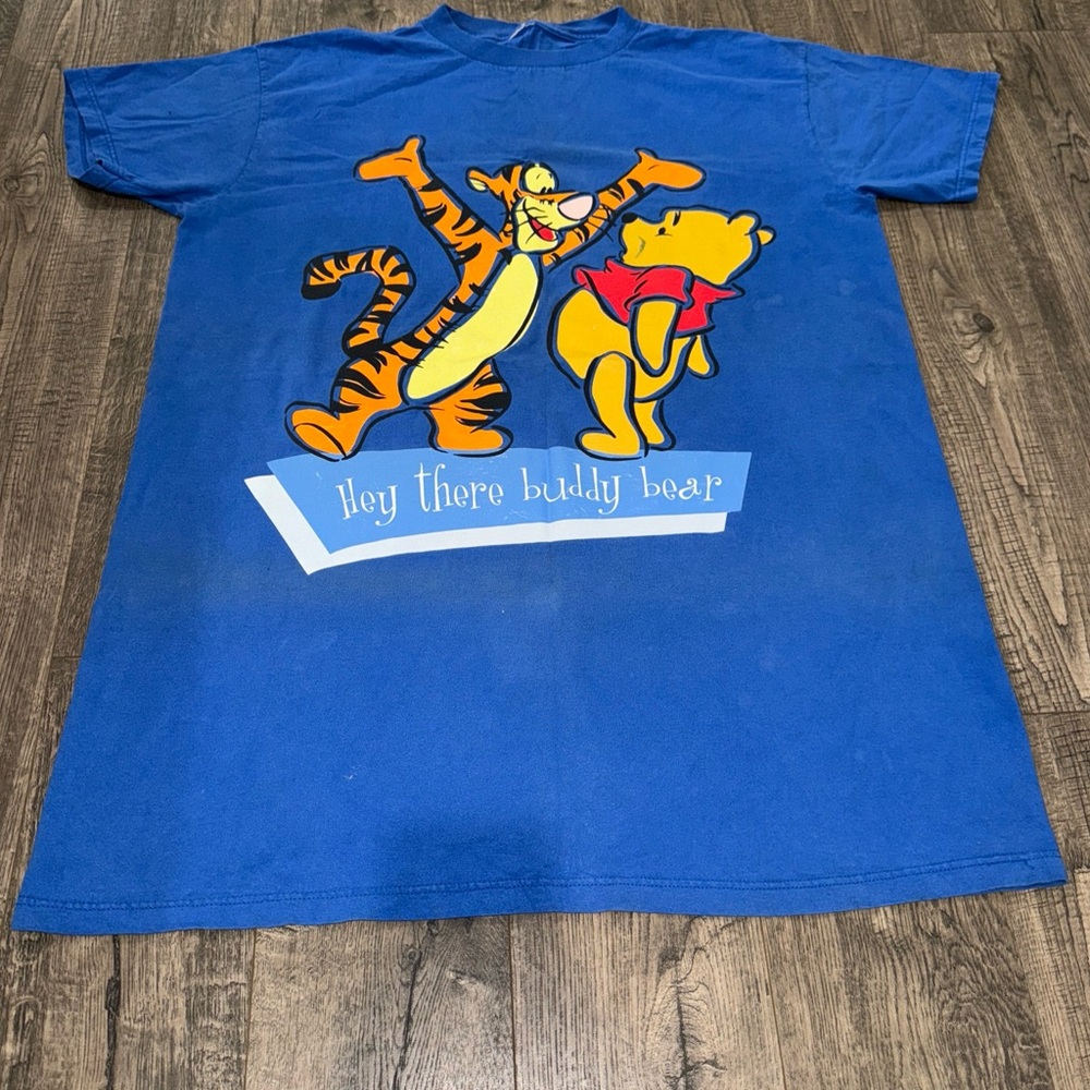 Oversized Cotton VTG Disney Pooh Tigger T Shirt Blue Big And Tall